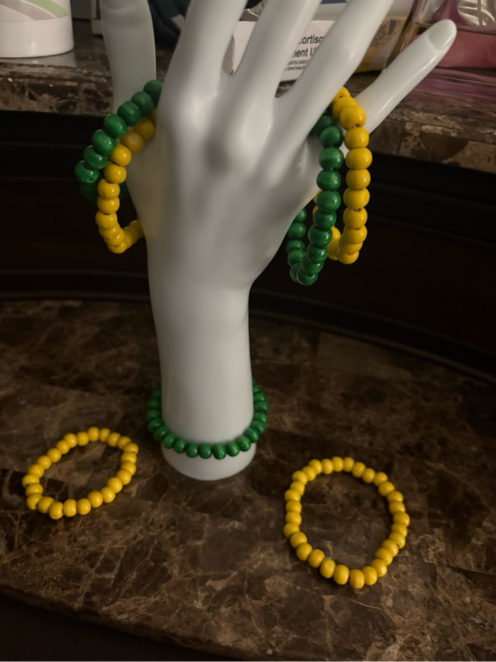 Green Beaded Stretch Bracelet Women Jewelry